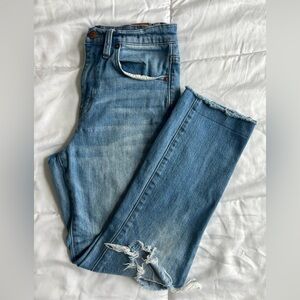 Madewell Distressed High Rise Slim Boyjean Raw Hem Slight Stretch Woman’s Size 6